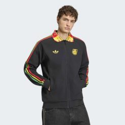 Wyjazdowa bluza reprezentacyjna Jamajka x Bob Marley. Czarne bluzy bez kaptura męskie Adidas, m, z bawełny. Za 529.00 zł.