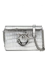 PINKO Torebka Love Click Mini AI 24-25 PLTT 100067 A1W5 Srebrny. Szare torebki klasyczne damskie Pinko, bez wzorów, ze skóry, wizytowe, bez kołnierzyka, bez ramiączek. Za 899.99 zł.