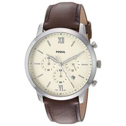 Zegarek "FS5380" w kolorze brązowo-srebrnym. Brązowe, analogowe zegarki męskie Michael Kors, Fossil, srebrne. W wyprzedaży za 379.95 zł.