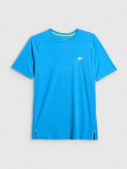 4F Koszulka do biegania szybkoschnąca męska - niebieska XL. Niebieskie t-shirty sportowe męskie 4f, m, z materiału, bez ramiączek, do biegania. Za 119.99 zł.