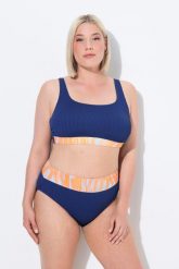 Damskie Bikini fale miękkie miseczki regulowane ramiączka wysoki stan. Niebieskie bikini damskie Ulla Popken, bez wzorów, plus size. Za 239.99 zł.