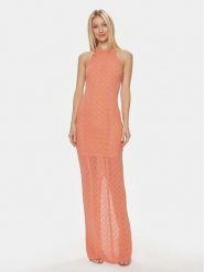 Guess Sukienka wieczorowa Belle W4GK80 Z36O0 Koralowy Slim Fit. Pomarańczowe sukienki damskie Guess, xs, z aplikacjami, z syntetyku, wizytowe, bez kołnierzyka, bez ramiączek. Za 389.99 zł.
