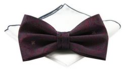 Mucha Męska z Białą Poszetką - Chattier - Głęboka Czerwień. Czerwone krawaty i muchy męskie Chattier, bez wzorów, z poliesteru, eleganckie. Za 59.00 zł.