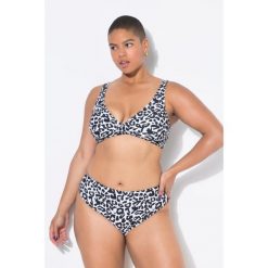 Damski Top od bikini miękkie miseczki wzór w panterkę drapowanie. Białe bikini damskie Ulla Popken, bez wzorów, plus size. Za 139.99 zł.