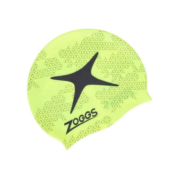 Czapka do pływania z nadrukiem silikonowa Zoggs. Żółte czapki męskie ZOGGS. Za 112.50 zł.
