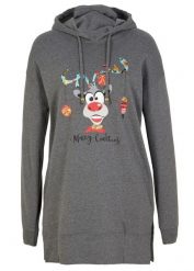 Długa bluza z kapturem i rozcięciem z boku. Szare bluzy z kapturem damskie bonprix, na zimę. Za 109.99 zł.