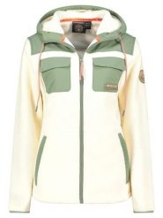 Geographical Norway Kurtka polarowa "Toulouse" w kolorze kremowo-oliwkowym rozmiar: S. Brązowe kurtki damskie Geographical Norway, s, bez wzorów, z polaru, bez kaptura. Za 135.49 zł.