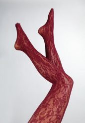 Bordowe Rajstopy Koronkowe w Eleganckim Stylu Fihanoriel. Czerwone rajstopy i pończochy Renee. Za 19.99 zł.