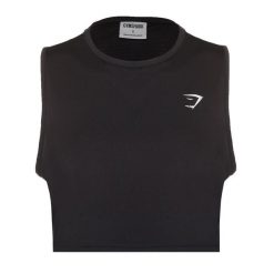 Top treningowy damski Gymshark Training Crop Tank. Czarne topy damskie Gymshark, xl, bez wzorów, bez ramiączek. Za 49.99 zł.