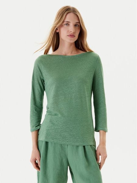 United Colors Of Benetton Bluzka 37UJD109X Zielony Regular Fit. Zielone bluzki damskie United Colors Of Benetton, s, bez wzorów, ze lnu, bez ramiączek. Za 79.99 zł.