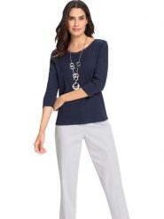 WITT WEIDEN Koszulka w kolorze granatowym rozmiar: 42. Niebieskie bluzki damskie WITT WEIDEN, bez wzorów, z koronki, bez kołnierzyka, bez ramiączek. Za 43.99 zł.