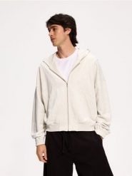Rozpinana bluza z kapturem - jasnoszary. Szare bluzy z kapturem męskie Reserved, l, z bawełny. Za 139.99 zł.