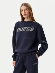 Guess Bluza V4BQ15 K7UW2 Granatowy Regular Fit. Niebieskie bluzy bez kaptura damskie Guess, l, z wiskozy. Za 229.99 zł.