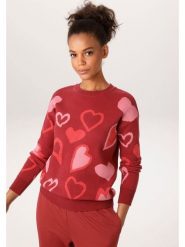 Aniston Sweter w kolorze czerwono-jasnoróżowym rozmiar: 36. Czerwone swetry klasyczne damskie Aniston, bez kołnierzyka. Za 130.99 zł.
