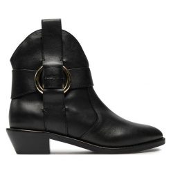 Kowbojki See By Chloé. Czarne botki damskie See By Chloé, bez obcasa, na słupku, bez zapięcia. Za 2,609.00 zł.