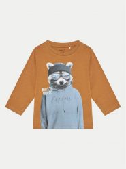 NAME IT Bluzka 13233694 Brązowy Relaxed Fit. Brązowe t-shirty chłopięce Name it, bez wzorów, z bawełny, bez ramiączek. Za 69.99 zł.