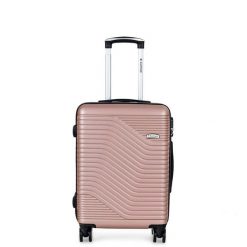 Walizka na kółkach Sapphire ST-120 złota - mała S. Niebieskie walizki SAPPHIRE, bez wzorów, z gumy, małe. Za 169.00 zł.