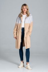 Dwukolorowy Płaszcz Typu Parka - Beżowy Szary. Brązowe parki damskie Figl, l, bez wzorów, z elastanu. Za 369.00 zł.