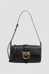 PINKO Czarna kopertówka Love One Classic Slouchy Fl Vitello Morbido. Czarne torebki wieczorowe Pinko, bez wzorów, ze skóry, eleganckie, bez kołnierzyka, bez ramiączek. W wyprzedaży za 1,329.99 zł.