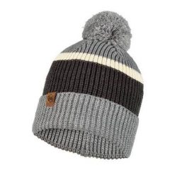 Czapka biegowa unisex Buff Knitted Hat Elon Ash ciepła z pomponem. Szare czapki męskie Buff, na zimę, bez wzorów, sportowe. W wyprzedaży za 65.94 zł.