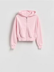 Rozpinana bluza - pastelowy róż. Czerwone bluzy bez kaptura damskie Reserved, l, z bawełny. Za 109.99 zł.