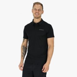 Koszulka Polo Z Krótkim Rękawem Mężczyzna Ultra Light Szybkoschnący. Czarne koszulki polo męskie SWEDEMOUNT, m, bez wzorów, z materiału, bez ramiączek. Za 126.99 zł.