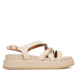 Sandały Tamaris. Białe sandały damskie Tamaris, bez wzorów, bez obcasa, na płaskiej podeszwie. Za 329.99 zł.