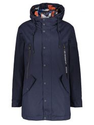 Guess Dwustronna parka w kolorze granatowym ze wzorem rozmiar: M. Niebieskie parki damskie Guess, m, z aplikacjami. Za 223.99 zł.