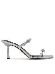Nine West Klapki ZL23005-1CC Srebrny. Szare klapki damskie Nine West, bez wzorów, ze skóry, bez obcasa. Za 239.99 zł.