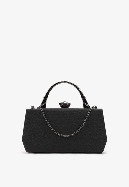 Czarna Brokatowa Torebka Kopertówka Jonizze. Czarne torebki wieczorowe Born2be, bez wzorów, bez kołnierzyka, bez ramiączek. Za 89.99 zł.