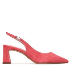 Sandały Tamaris. Czerwone sandały damskie Tamaris, bez wzorów, bez obcasa, na słupku. Za 369.99 zł.