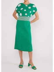 Blutsgeschwister Sukienka "Mix it Quickartistic" w kolorze zielono-białym rozmiar: S. Zielone sukienki damskie Blutsgeschwister, s, bez wzorów, z bawełny, bez kołnierzyka, bez ramiączek, midi. Za 200.13 zł.