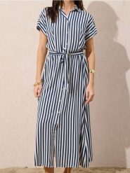 Sukienka midi z wiskozą i domieszką lnu - wielobarwny. Sukienki damskie Sinsay, l, bez wzorów, z materiału, bez kołnierzyka, bez ramiączek, midi. Za 59.99 zł.