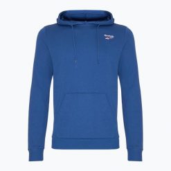 Bluza Reebok Identity Small Logo Hoodie. Niebieskie bluzy sportowe męskie REEBOK FITNESS, bez wzorów, sportowe, bez kołnierzyka, bez ramiączek. Za 159.99 zł.