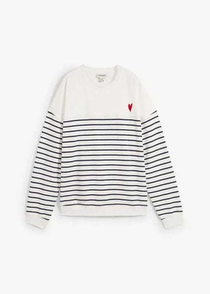 Bluza oversize z mieszanki bawełny. Białe bluzy bez kaptura damskie bonprix, z bawełny. Za 97.99 zł.