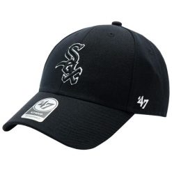 Czapka z daszkiem dla dorosłych MLB Chicago White Sox Cap. Czarne czapki męskie 47 Brand, na lato, bez wzorów, z materiału, sportowe. Za 190.50 zł.