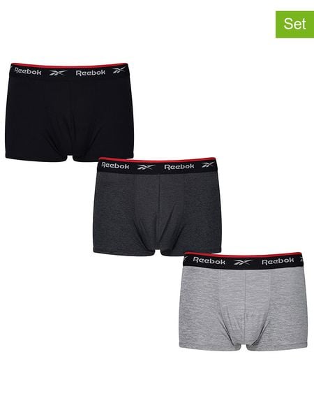 Reebok Bokserki (3 pary) "Redgrave" w kolorze czarno-szarym rozmiar: XL. Czarne bokserki męskie Reebok, bez wzorów. Za 76.95 zł.