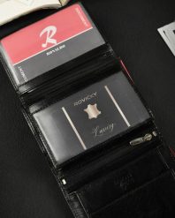 Portfel czarny RFID Ronaldo skórzany N104L-VT BLACK-RED. Czarne portfele męskie RONALDO, bez wzorów, ze skóry. Za 65.99 zł.
