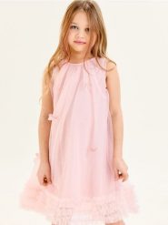 Tiulowa sukienka z kokardkami - różowy. Czerwone sukienki dziewczęce Sinsay, bez wzorów, z tiulu, bez ramiączek. Za 35.99 zł.