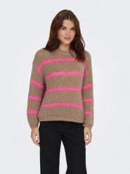 ONLY Sweter w kolorze jasnobrązowo-różowym rozmiar: M. Brązowe swetry klasyczne damskie Only, m, ze splotem, bez kołnierzyka. Za 87.40 zł.