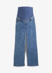 Dżinsy ciążowe z bawełny organicznej, Loose Fit. Niebieskie jeansy damskie bonprix, moda ciążowa. Za 159.99 zł.