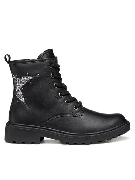 Geox Botki J Casey J9420G 03WEW C9B1G S Czarny. Czarne botki dziewczęce Geox, bez wzorów, ze skóry, bez ramiączek. Za 269.99 zł.