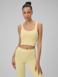 4F Biustonosz do jogi z niskim wsparciem damski - żółty M. Żółte biustonosze sportowe damskie 4f, bez wzorów. Za 119.99 zł.