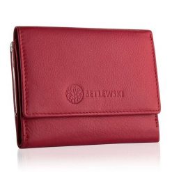 Portfel damski BETLEWSKI BPD-SS-14 CZERWONY. Czerwone portfele damskie Betlewski, bez wzorów, ze skóry. Za 139.99 zł.