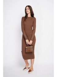 ASSUILI Sukienka dzianinowa w kolorze brązowym rozmiar: 42. Brązowe sukienki damskie Assuili, bez wzorów, z dzianiny, klasyczne, bez kołnierzyka, bez ramiączek, midi. Za 139.54 zł.