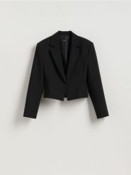 Krótka marynarka - czarny. Czarne marynarki i żakiety damskie Reserved, bez wzorów, z tkaniny. Za 229.99 zł.