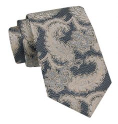 Modny Krawat Męski - Alties - Popiel z Beżem, Kwiaty. Szare krawaty i muchy męskie Alties, bez wzorów, z tkaniny, eleganckie. Za 49.00 zł.