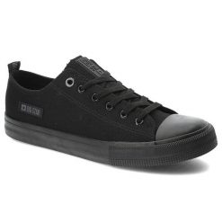 Czarne Trampki Big Star Męskie Wygodne Buty. Czarne trampki i tenisówki męskie Big Star, z aplikacjami, z materiału, bez zapięcia. Za 129.00 zł.