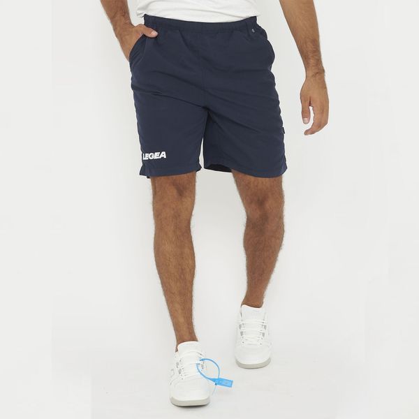 Męskie szorty sportowe OLIMPIA niebieskie. Niebieskie spodnie sportowe damskie Legea, m, z materiału. Za 63.90 zł.
