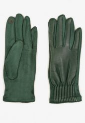 Zielone Rękawiczki Ozdobione Marszczeniem Belremi. Zielone rękawiczki damskie Born2be, bez wzorów. Za 19.99 zł.